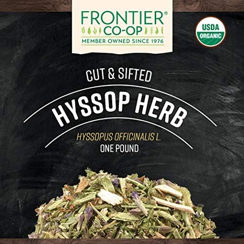 Frontier Co-op Organic Hyssop Herb, 1lb Bulk Bag, Cut & Sifted | 100% Natural Dried Hyssop Leaves | Ideal for Hyssop Tea, Soup, Salads and More, Kosher