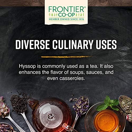 Frontier Co-op Organic Hyssop Herb, 1lb Bulk Bag, Cut & Sifted | 100% Natural Dried Hyssop Leaves | Ideal for Hyssop Tea, Soup, Salads and More, Kosher