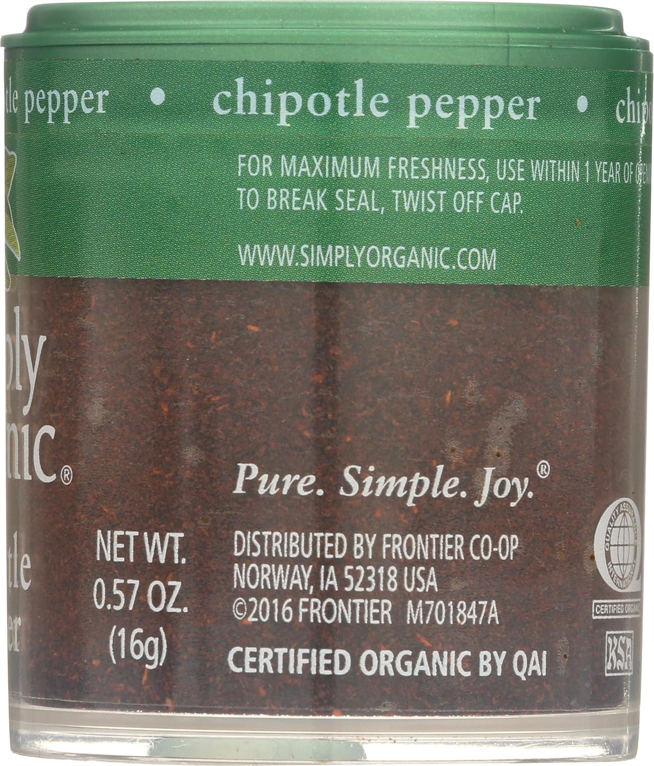 Simply Organic Ground Chipotle Pepper, Certified Organic - 0.57 oz